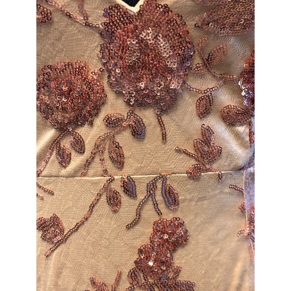 Lulus NWT Sequin Floral Lace Maxi Dress Spaghetti Strap Formal Evening Gown Sz L - Picture 6 of 9